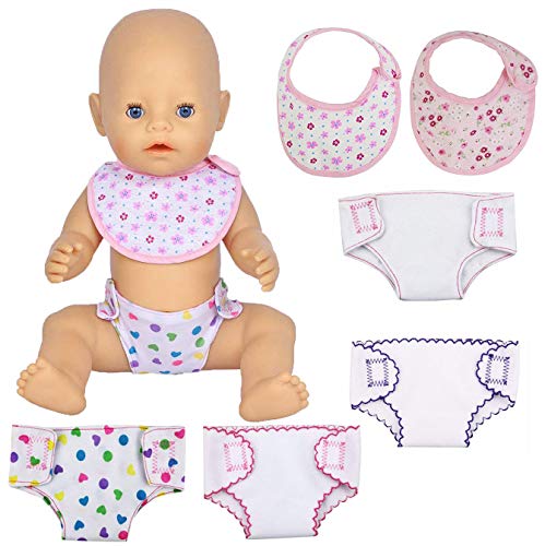 Product Cover 4Pcs Baby Doll Diapers Doll Underwear and 2Pcs Doll Bids for 14 to 18 Inch Doll, American Girl Doll Baby Alive Girl Birthday Gift Sleepover Slumber Party