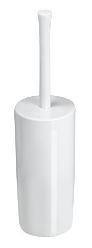Product Cover mDesign Slim Compact Plastic Toilet Bowl Brush and Holder for Bathroom Storage - Sturdy, Deep Cleaning - White