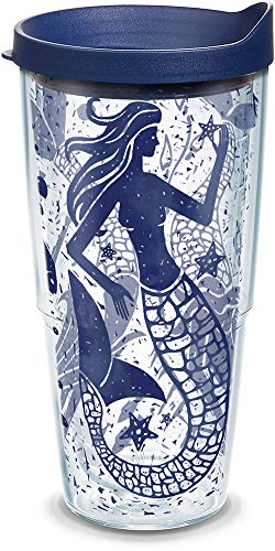 Product Cover Tervis 1199037 Vintage Mermaid Collage Tumbler with Wrap and Navy Lid 24oz, Clear