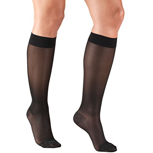 Product Cover Truform Sheer Compression Stockings, 15-20 mmHg, Women's Knee High Length, 20 Denier, Black, 2X-Large