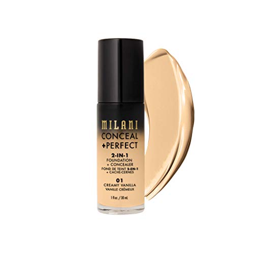 Product Cover Milani Conceal + Perfect 2-in-1 Foundation + Concealer - Creamy Vanilla (1 Fl. Oz.) Cruelty-Free Liquid Foundation - Cover Under-Eye Circles, Blemishes & Skin Discoloration for a Flawless Complexion