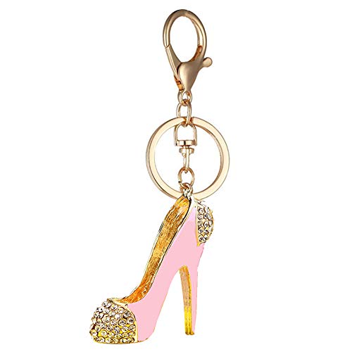Product Cover Reizteko Fashion Lady's High Heel Shoe Rhinestone Alloy Women Bag or Car Keychain (Pink)