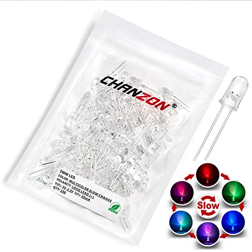 Product Cover Chanzon 100 pcs 5mm RGB Multicolor Slow Blinking (Multi Color Changing) Dynamics LED Diode Lights (Flashing Round DC) Bright Lighting Bulb Lamps Electronics Components Flicker Light Emitting Diodes