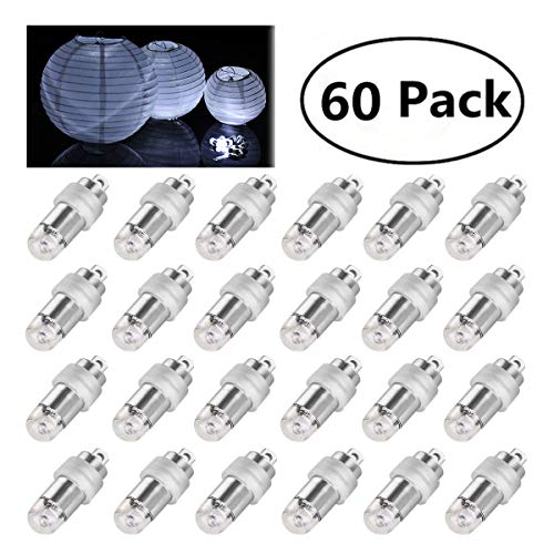 Product Cover Jofan 60pcs Cool White Mini Lights Paper Lantern Lights LED Balloon Lights for Floral Party Wedding Decoration (Waterproof and Submersible)