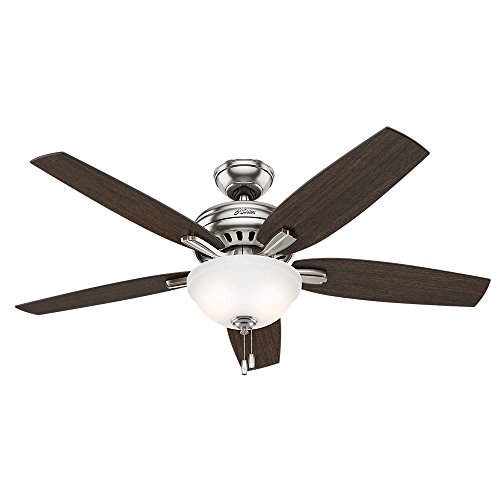Product Cover Hunter Indoor Ceiling Fan with light and pull chain control - Newsome 52 inch, Brushed Nickel, 53312
