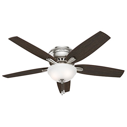 Product Cover Hunter Indoor Low Profile Ceiling Fan with light and pull chain control - Newsome 52 inch, Brushed Nickel, 53315