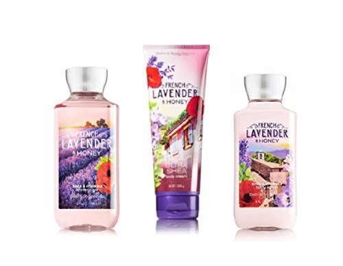 Product Cover Bath & Body Works ~ Signature Collection ~* FRENCH LAVENDER & HONEY * ~ Shower Gel ~ Ultra Shea Body Cream & Body Lotion ~ 3 pc Gift Bag