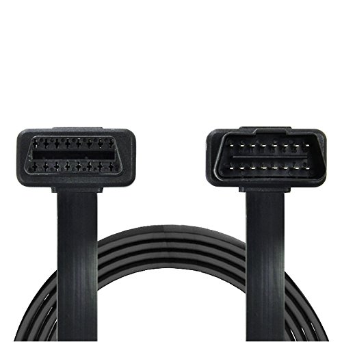 Product Cover Veepeak OBD2 Extension Cable - Flat Ribbon Cable with Angled Connectors 3.9 Feet 16-pin Pass-Through for All OBD II Vehicles