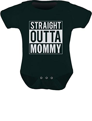 Product Cover Straight Outta Mommy Infant Gift for New Mom Funny Cute Unisex Baby Bodysuit Newborn Black