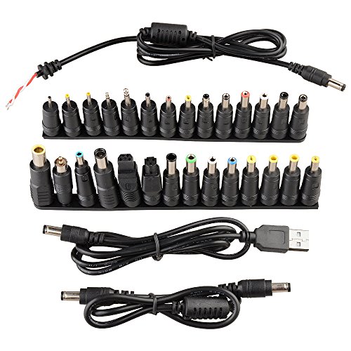 Product Cover Onite 28pcs different size DC Famale 5.5x2.1mm to Male Plug Tips, 3pcs USB Cable or DC to DC Cord (28+3)