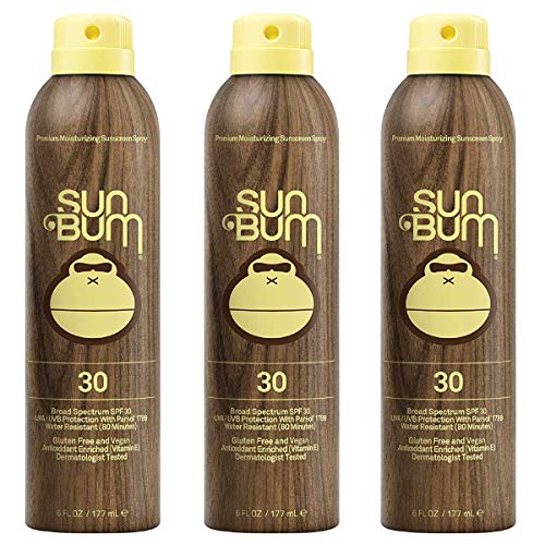 Product Cover Sun Bum Original Moisturizing Sunscreen Spray SPF 30. Vegan and Reef Friendly (Octinoxate & Oxybenzone Free) Broad Spectrum UVA/UVB Sunscreen with Vitamin E (6 oz) - Pack of 3.