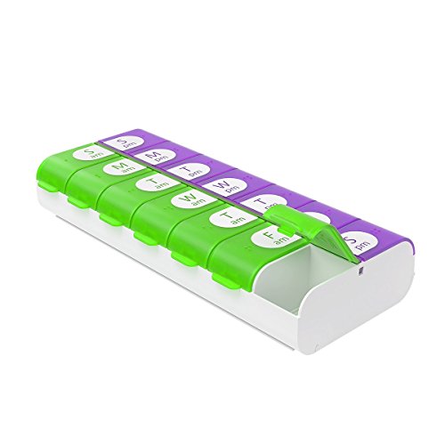 Product Cover Ezy Dose Easy Fill Weekly (7-day) Pill Organizer and Planner │ Easy to Fill Pill Planner, Assorted Colors