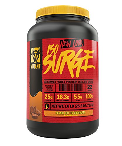 Product Cover Mutant ISO Surge Whey Protein Powder Acts FAST to Help Recover, Build Muscle, Bulk and Strength, Uses Only High Quality Ingredients, 1.6 lb - Peanut Butter Chocolate