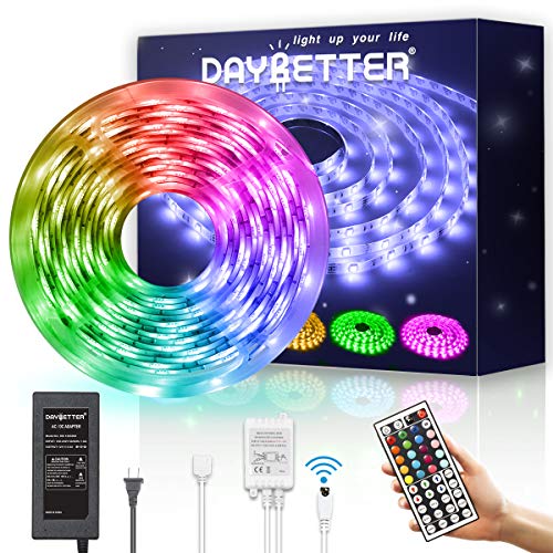 Product Cover LED Light Strip Kit RGB LED Strip Waterproof SMD 5050 RGB 16.4Ft/5M 300 LEDs with 44Key Remote Controller and Power Supply for Holiday Party Home Garden Decoration Kicthen Bedroom Sitting Room
