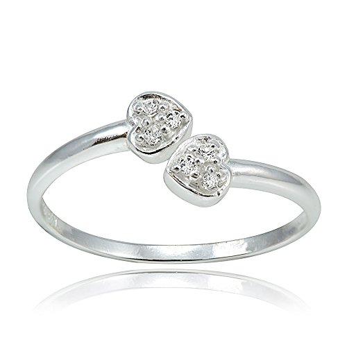 Product Cover Hoops & Loops Sterling Silver Cubic Zirconia Double Heart Toe Ring