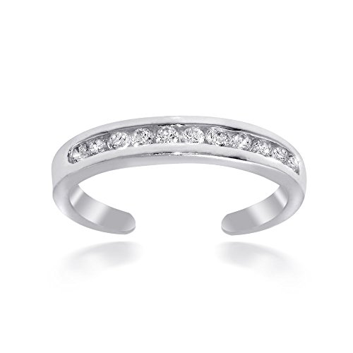 Product Cover Hoops & Loops Sterling Silver Channel Cubic Zirconia CZ Toe Ring