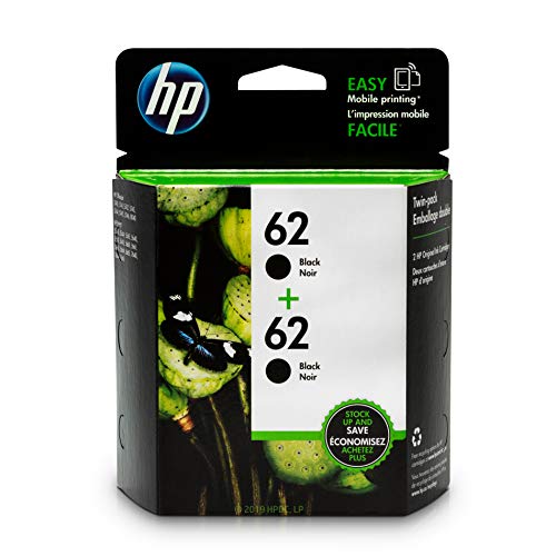 Product Cover HP 62 Black Ink Cartridge (C2P04AN) 2 Cartridges (T0A52AN) for HP ENVY 5540 5541 5542 5543 5544 5545 5547 5548 5549 5640 5642 5643 5644 5660 5661 5663 5664 5665 7640 7643 7644 7645 HP Officejet 5745