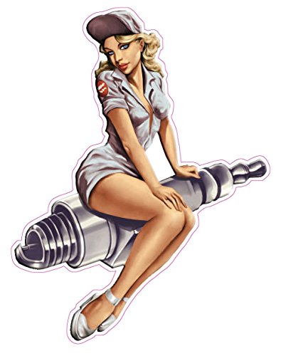Product Cover Nostalgia Decals Spark Plug Pin Up Girl Decal is 5