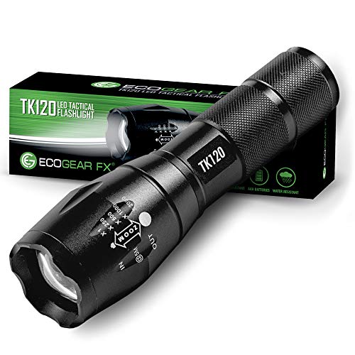 Product Cover EcoGear FX LED Tactical Flashlight - TK120 Bright High Lumens with 5 Light Modes, Water Resistant, Zoomable - Great for Camping, Emergency, Outdoor Gear - Inexpensive Tech Gifts for Men