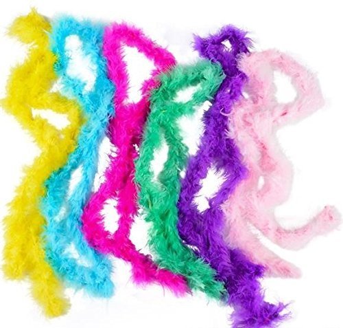 Product Cover Mini Marabou Feather Necklace Boas 12 Pack Of 44 Inch Assorted For Halloween Costumes, Kids, Gifts, Props, Mardi Gras, & Party Favors Kidsco