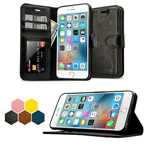 Product Cover iPhone 6S Plus Wallet Case, Labato Genuine Leather Folio Flip Case Cover Magnetic Stand Function with Card Slots/Cash Compartment for Apple iPhone 6 Plus/ 6S Plus 5.5