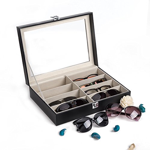 Product Cover CO-Z Leather Multi Sunglasses Organizer for Women Men, Eyeglasses Eyewear Display Case, Jewelry Watch Organizer, Sunglasses Jewelry Collection Case, Sunglass Glasses Storage Holder Box with 8 Slots
