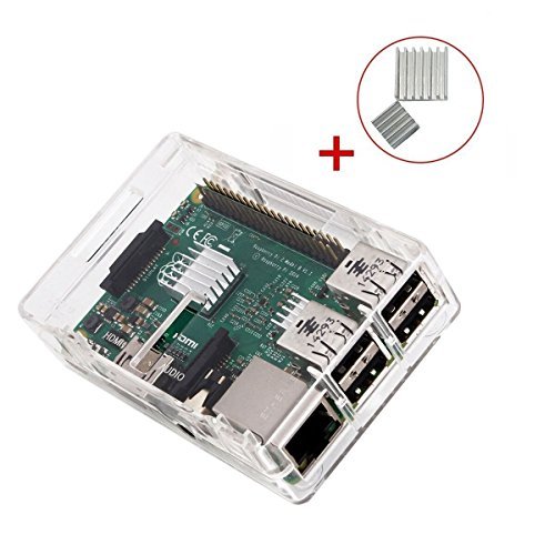 Product Cover KuGi Raspberry Pi 3 Model B case PC Protective Case with 2x Heatsinks for Raspberry Pi 3 Model B+ ,Raspberry Pi 3 Model B, Pi 2 Model B & Pi Model B+ (Clear)