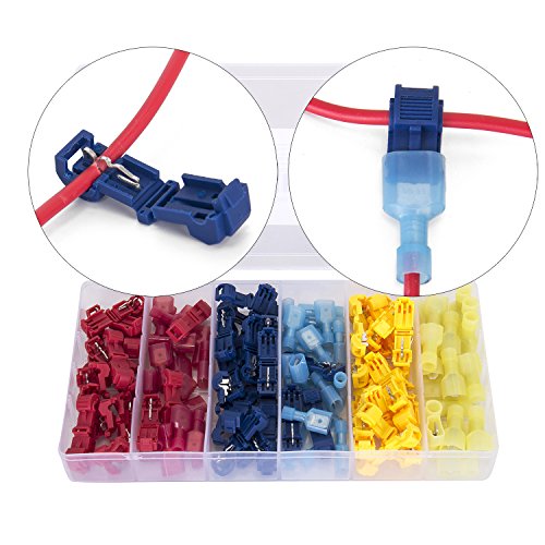 Product Cover Ginsco 120 Pcs/60 Pairs Quick Splice Wire Terminals T-Tap Self-stripping with Nylon Fully Insulated Male Quick Disconnects Kit