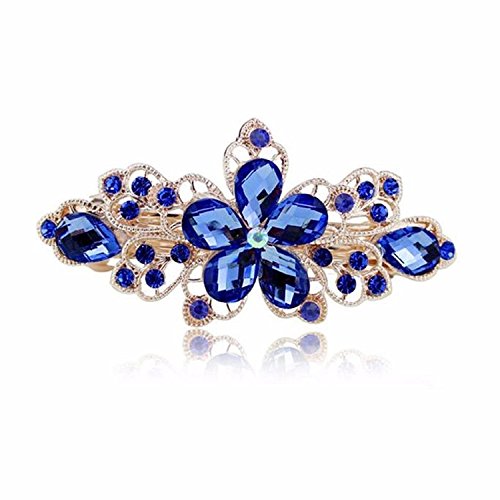 Product Cover Sankuwen Flower Design Rhinestone Hairpin Clip Accessories (Dark Blue)