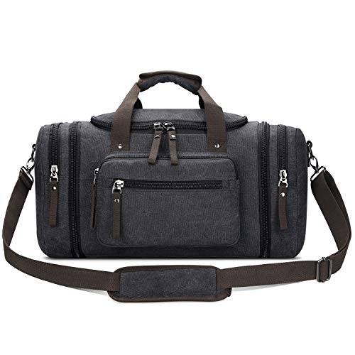 Product Cover Toupons Travel Duffel Bag for Men Canvas Overnight Weekend Bag (Black )