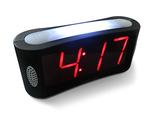Product Cover Travelwey Home LED Digital Alarm Clock - Outlet Powered, No Frills Simple Operation, Large Night Light, Alarm, Snooze, Full Range Brightness Dimmer, Big Red Digit Display, Black