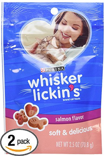 Product Cover 2-Pack Purina Whisker Lickin's Soft and Delicious Salmon Flavor Chewy Moist Cat Treats 2.5 Oz Bags (5 Oz Total)