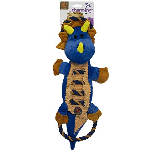 Product Cover Charming Pet Ropes-A-Go Dragon Squeaky Dog Toy - Tough and Durable Interactive Soft Plush Animal Tug Toy