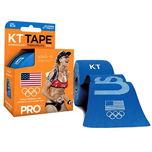 Product Cover KT TAPE Pro Synthetic Kinesiology Sports Tape, Water Resistant and Breathable, 20 Precut 10 Inch Strips, Team USA Olympic Edition, Blue (packaging may vary)