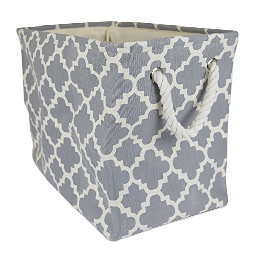 Product Cover DII Collapsible Polyester Storage Basket or Bin with Durable Cotton Handles, Home Organizer Solution for Office, Bedroom, Closet, Toys, Laundry (Large - 18x12x15