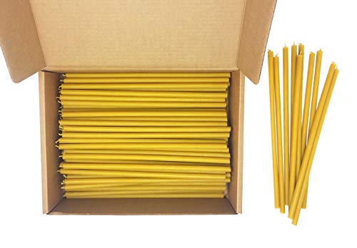 Product Cover Votprof 100 Natural 100% Pure Beeswax Taper Candles (12 in) Natural Honey Scent, Dripless, Smokeless, Nontoxic