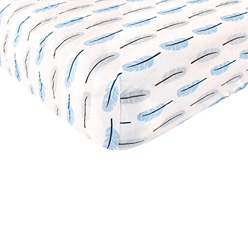Product Cover Touched by Nature Organic Cotton Fitted Crib Sheet, Blue Feather