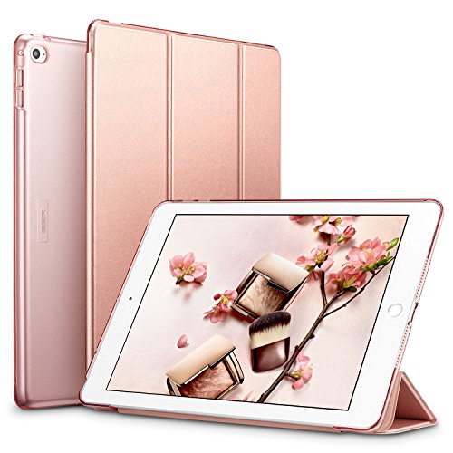 Product Cover iPad Air 2 Case, iPad Air 2 Case Black, ESR Smart Case Cover with Trifold Stand and Magnetic Auto Wake & Sleep Function for iPad Air 2 / iPad 6th Generation (Rose Gold)