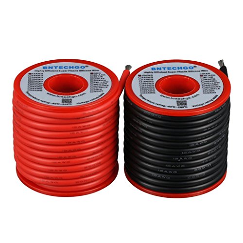 Product Cover BNTECHGO 12 Gauge Silicone wire spool red and black each 25ft Flexible 12 AWG Stranded Copper Wire