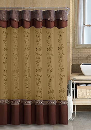 Product Cover VCNY® Luxurious Daphne Embroidered Sheer & Taffeta Fabric Shower Curtains by GoodGram® - Assorted Colors (Chocolate)