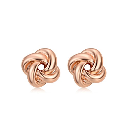 Product Cover DIFINES Redbarry Korean Style Love-knot Shaped Twist Gold Plated Post Stud Earrings, Gift for Women/Girls Love, Thanks, Valentine's Day,Women's Day