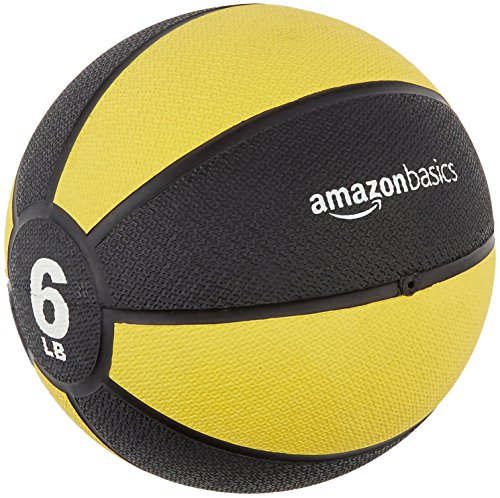 Product Cover AmazonBasics Workout Fitness Exercise Weighted Medicine Ball - 6 Pounds, Yellow and Black