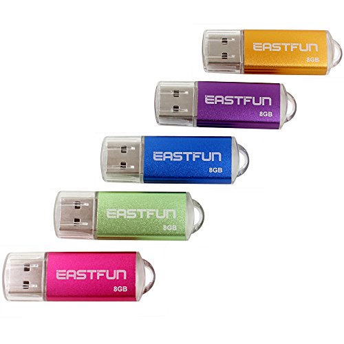 Product Cover EASTFUN 5Pcs 8GB USB Flash Drive USB 2.0 Flash Memory Stick Thumb Stick Pen (Five Mixed Colors: Gold Rose Blue Purple Green)