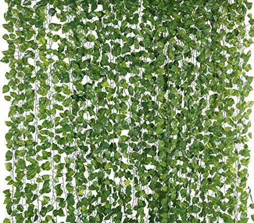 Product Cover Yatim 78-Ft 12 Strands Artificial Silk Fake Greenery Hanging Vine Plant Leaves Jungle Theme Garland Home Garden Wall Decoration (Money)