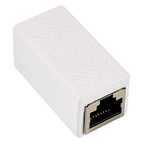 Product Cover Ethernet RJ45 Adapter - Shielded in-Line Coupler for Cat7/Cat6/Cat5e/cat5 Ethernet Cable Extender Connector - Female to Female, White