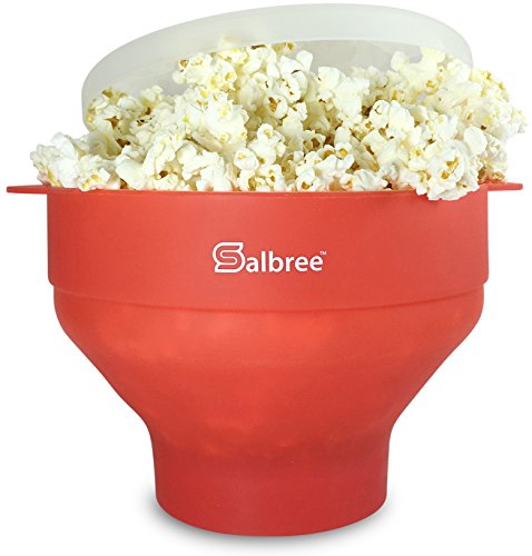 Product Cover Original Salbree Microwave Popcorn Popper, Silicone Popcorn Maker, Collapsible Bowl BPA Free - 18 Colors Available (Red)