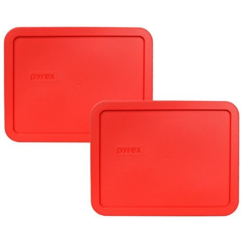 Product Cover Pyrex 7211-PC Red 6 Cup Rectangular Plastic Lid (2 Pack)