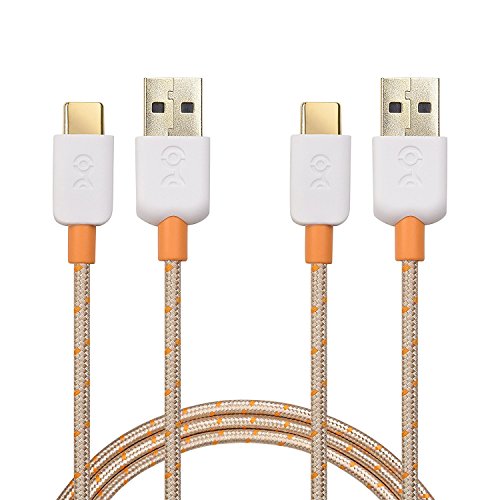 Product Cover Cable Matters 2-Pack USB-C Cable (USB A to USB C Cable, USB C to USB Cable) with Braided Jacket in Gold 6.6 Feet for Samsung Galaxy S9, S8, Note 8, LG G6, V30, Nintendo Switch, Google Pixel and More