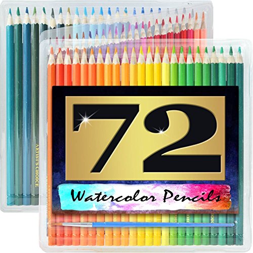 Product Cover Artist's Choice 72 Pack Watercolor Pencils with Paintbrush