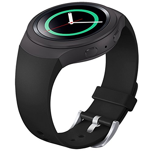 Product Cover FanTEK Band for Samsung Gear S2 - Soft Silicone Sports Style Replacement Strap Work for Samsung Gear S2 Smart Watch SM-R720 SM-R730 Version Only (Black)